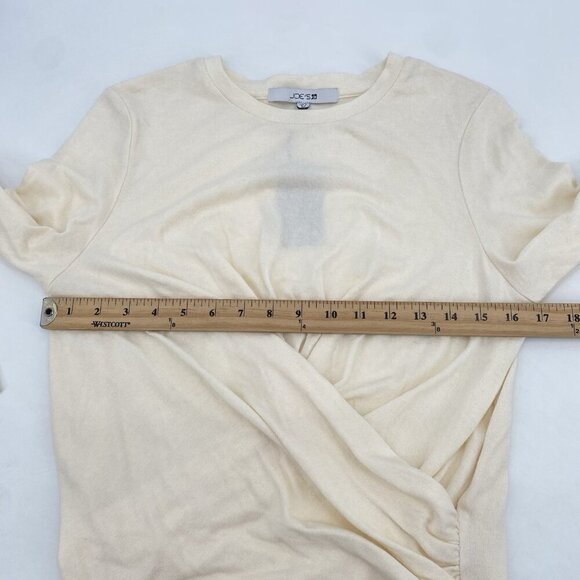 JOE’S JEANS SIZE LARGE LONG SLEEVE TWIST WRAP TOP CREAM Faux Wrap NWT SEE DESC - Picture 10 of 12